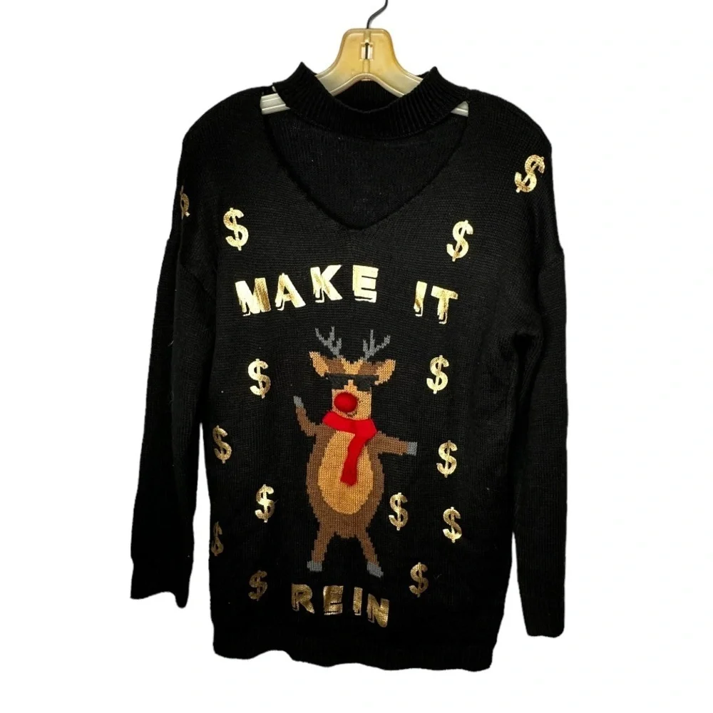 Ultra Flirt Black Christmas Sweater‎